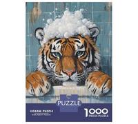 Rompecabezas para Adultos 1000 Piezas Tiger in A Bath Rompecabezas Juegos para Relajarse Vacaciones En Casa Matar El Tiempo Actividades Divertidas En Casa 52x38cm/1000pcs