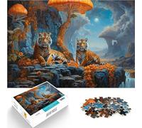 Rompecabezas para Adultos 1000 Piezas Tigres de Hongos surrealistas Entrena tu Cerebro y Tus Manos Decoración del hogar 52x38cm