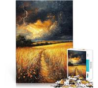 Rompecabezas para Adultos 1000 Piezas Tormenta sobre Campos Dorados de inspiración impresionista Alivio del estrés Gran Regalo 75x50cm