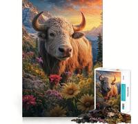 Rompecabezas para Adultos 1000 Piezas Toro en Flor Majestad de la montaña Juego de Ajuste Exacto Rompecabezas Regalo de ingenio Tiempo de diversión Tranquilo Regalo de Arte navideño (50x75cm)