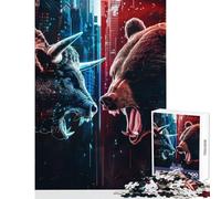 Rompecabezas para Adultos 1000 Piezas Toros contra Osos Juguete Educativo Regalo de cumpleaños Juego práctico colección de Artistas Bellas Artes tamaño 38x26cm