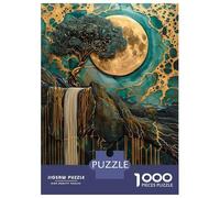 Rompecabezas para Adultos 1000 Piezas Tree in The Rock Waterfall Rompecabezas para Adultos Juego Práctico Difícil Difícil Diversión En Casa Actividades, 52x38cm/1000pcs