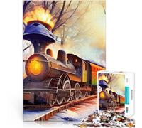 Rompecabezas para Adultos 1000 Piezas Tren Locomotora Retro Reducción del estrés Interesante Decoración artística del hogar 38x26cm
