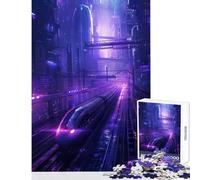 Rompecabezas para Adultos 1000 Piezas Tren Morado Ciudad Juguetes antiestrés Gran Regalo para Juegos educativos Lista de Deseos con Papá Noel tamaño 38x26cm