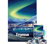 Rompecabezas para Adultos 1000 Piezas Tromsø Noruega Aurora Boreal Paisaje Juego Imposible Juguetes Juegos Educativos Regalos para Cumpleaños Actividades Familiares Tamaño 38x52cm