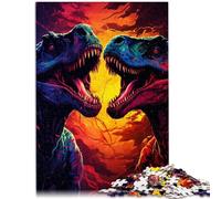 Rompecabezas para Adultos 1000 Piezas Tyrannosaurus Rex Buscando Presa Decoración del hogar Puzzle Juguetes 19,7 Pulgadas x 29,5 Pulgadas Puzzle