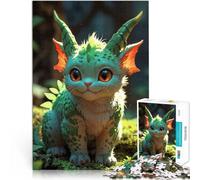 Rompecabezas para Adultos 1000 Piezas Un dragón Gato Que Brilla en Verde. Juguetes de Bricolaje Trato como Regalo para Toda la Familia 52x38cm