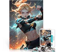 Rompecabezas para Adultos 1000 Piezas Una Feroz guerrera Robot cíborg Femenina Que maneja Magia de Fuego en acción Actividad Familiar Ideas de Regalos 52x38cm