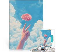 Rompecabezas para Adultos 1000 Piezas Una Mano se extiende Desde Las Nubes sosteniendo un Fan Art. Juguetes de Bricolaje Apto para Parejas 75x50cm
