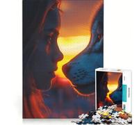 Rompecabezas para Adultos: 1000 Piezas Una Mujer y un Lobo Juego práctico para divertirse en Familia y Fortalecer el Amor en Pareja 38x26cm
