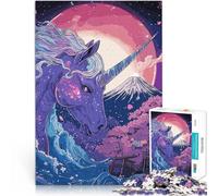 Rompecabezas para Adultos 1000 Piezas Unicornio Cósmico y Monte Fuji Desafiante Difícil Cada Pieza es única: un desafiante y Divertido Juego Familiar 52x38cm