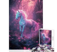 Rompecabezas para Adultos 1000 Piezas Unicornio místico en el Bosque Decoración del hogar Juguetes Regalos de cumpleaños Juegos educativos Entrena tu Cerebro y Tus Manos tamaño 50x75cm