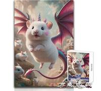 Rompecabezas para Adultos 1000 Piezas Unicornio Ratón Blanco Dragón Híbrido Hermoso diseño Juego Decoración del hogar Regalo para cumpleaños Tamaño 50x75cm