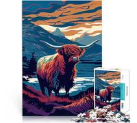 Rompecabezas para Adultos 1000 Piezas Vacas de Las Tierras Altas de Escocia Corte de precisión Toda la Familia. 52x38cm