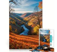 Rompecabezas para Adultos 1000 Piezas Valle del río otoño Arte de Corte Exacto Juego Divertido para concentrarse Juego para Relajarse Decoración de Pared navideña (50x75cm)