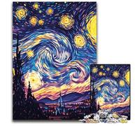 Rompecabezas para Adultos 1000 Piezas Van Gogh Cielo Nocturno Rompecabezas de cartón cumpleaños, festividades, Ideal para Navidad 26x38cm