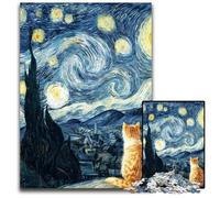 Rompecabezas para Adultos, 1000 Piezas, Van Gogh, Gato en el Cielo Nocturno, Juego Interactivo Familiar, Rompecabezas, Juguete Educativo, 50x75cm