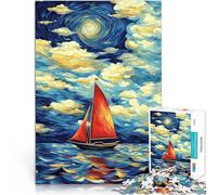 Rompecabezas para Adultos 1000 Piezas Velero bajo un Cielo arremolinado Regalos de Juegos desafiantes Mejorar el Amor Entre Parejas 75x50cm