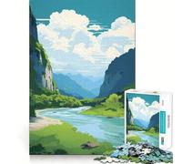 Rompecabezas para Adultos,1000 Piezas,Viaje por el río y la montaña,Corte Suave,Arte,Juego Creativo para el Cerebro,diversión para el Tiempo Libre,Regalo Tranquilo de Navidad (38x52cm)
