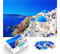 Rompecabezas para Adultos 1000 Piezas Viajes a Santorini, Grecia Competición de Velocidad de Manos Juego de desafío único 52x38cm