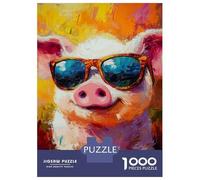Rompecabezas para Adultos 1000 Piezas Vibrant Pig in Shades Rompecabezas para Adultos Juegos Relajantes Regalos para Mujeres Juegos Desafiantes Regalos 52x38cm/1000pcs