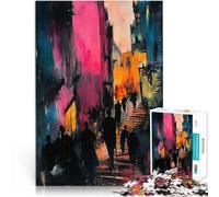 Rompecabezas para Adultos 1000 Piezas Vibrante callejón Urbano: expresiva Escena Urbana Alivio del estrés Buen Regalo 52x38cm