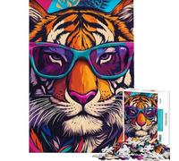 Rompecabezas para Adultos 1000 Piezas Vibrantes Mirada de Tigre Juguetes adictivos para Cultivar la Paciencia Juego Familiar Alivia el estrés Obras de Arte Regalos (tamaño 38x26cm)