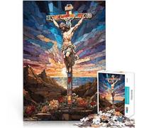 Rompecabezas para Adultos 1000 Piezas vidriera Jesús Ayuda al Cerebro a ejercitar Juguetes adictivos para Cultivar la Paciencia. Obra de Arte 52x38cm