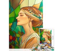 Rompecabezas para Adultos 1000 Piezas Vidrieras Mujer Decoración del hogar Juguetes Regalos Ideas Juego práctico Colección de Artistas Bellas Artes tamaño 38x52cm