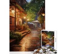 Rompecabezas para Adultos 1000 Piezas Village Rain Street Juguete Educativo Regalo para cumpleaños Juegos educativos Entrena tu Cerebro y Tus Manos Tamaño 38x26cm