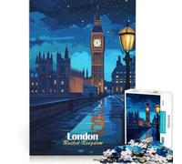 Rompecabezas para Adultos 1000 Piezas Vista Nocturna de Londres Juegos Familiares Interacción Entre Padres e Hijos Regalos con Juegos desafiantes 38x26cm