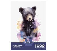 Rompecabezas para Adultos 1000 Piezas Watercolor Baby Black Bear Rompecabezas Juegos Divertidos Vacaciones En Casa Matar El Tiempo Oferta como Regalos para Toda La Familia 52x38cm/1000pcs