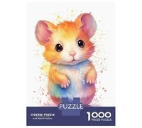 Rompecabezas para Adultos 1000 Piezas Watercolor Baby Hamster Rompecabezas para Adolescentes Juego De Ingenio Mejora La Memoria Actividades Divertidas En Casa 38x26cm/1000pcs