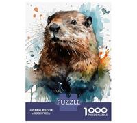 Rompecabezas para Adultos 1000 Piezas Watercolor Beaver Portrait Rompecabezas para Adultos Juego Práctico Difícil Difícil Diversión En Casa Actividades, 52x38cm/1000pcs