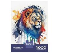 Rompecabezas para Adultos 1000 Piezas Watercolor Lion Rompecabezas Juguete Decoración De Pared Vacaciones En Casa Matar El Tiempo Juego Desafiante Regalos 38x26cm/1000pcs
