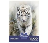 Rompecabezas para Adultos 1000 Piezas Watercolor White Tiger Rompecabezas para Adultos Juegos Divertidos Corte De Precisión Cumpleaños 70x50cm/1000pcs