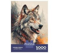 Rompecabezas para Adultos 1000 Piezas Watercolor Wolf Portrait Rompecabezas para Adultos Juguete Decoración De Pared Análisis Y Lógica Juego Desafiante Regalos 70x50cm/1000pcs
