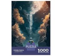 Rompecabezas para Adultos 1000 Piezas Waterfall Astronaut Space Rompecabezas para Adultos Juegos Relajantes Regalos para Mujeres Oferta como Regalos para Toda La Familia 38x26cm/1000pcs