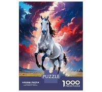 Rompecabezas para Adultos 1000 Piezas White Horse Cute Animals Rompecabezas Juguete Decoración De Pared Vacaciones En Casa Matar El Tiempo Juego Desafiante Regalos 70x50cm/1000pcs