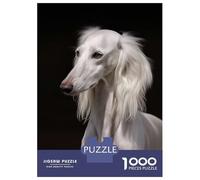 Rompecabezas para Adultos 1000 Piezas White Saluki Dog Rompecabezas Juguete Decoración De Pared Vacaciones En Casa Matar El Tiempo Juego Desafiante Regalos 70x50cm/1000pcs