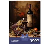 Rompecabezas para Adultos 1000 Piezas Wine and Grapes Still Life Rompecabezas para Adultos Juguete Decoración De Pared Análisis Y Lógica Juego Desafiante Regalos 52x38cm/1000pcs