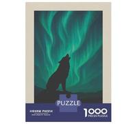Rompecabezas para Adultos 1000 Piezas Wolf Howling Under Aurora Borealis Rompecabezas para Adultos Juegos Familiares Carrera De Velocidad Manual Cumpleaños 70x50cm/1000pcs