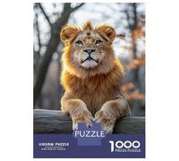 Rompecabezas para Adultos 1000 Piezas Young Lion Portrait on A Log Rompecabezas para Adultos Juegos Relajantes Regalos para Mujeres Oferta como Regalos para Toda La Familia 38x26cm/1000pcs