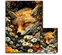 Rompecabezas para Adultos 1000 Piezas Zorro durmiendo Entre Las Flores Rompecabezas para aliviar el estrés Vacaciones en casa Matar el Tiempo, una Obra de Arte para niños de 14 años 26x38cm