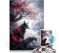 Rompecabezas para Adultos 1000 Piezas “Zorro Kitsune” Madera,Apto para Personas Mayores de 14 años. Juego de decoración del hogar Juguetes Gran Regalo para los Juegos。tamaño:50x75cm