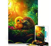 Rompecabezas para Adultos 1000 Pollitos y erizos Amigos Exact Edge Art Focus Building Toy Cozy Time Game Christmas Wall Art (38x52cm)