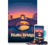 Rompecabezas para Adultos 1000 Puente de Rialto,Venecia,Italia Arte de Borde Premium Juguete para desarrollar la Capacidad cognitiva Juego Casual Diversión para cumpleaños (50x75cm)