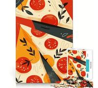 Rompecabezas para Adultos 1000 rebanadas de Pizza Italiana Ilustración Minimalista de Arte Abstracto Arte de Borde Premium Juguete de Habilidades cognitivas Juego Casual Juego de cumpleaños 38x26cm