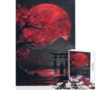 Rompecabezas para Adultos 1000 Red Moon Torii Gate Fuji Juguete Educativo Obra de Arte Regalo Juego Educativo Colección de Artistas Bellas Artes Tamaño 50x75cm