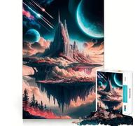 Rompecabezas para Adultos 1000 Reinos del Castillo Celestial Juego de Recorte Premium Juego Creativo Juguete Diversión Ociosa Exhibición de Arte Navideño (50x75cm)